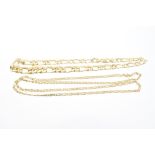 Two Italian yellow metal chains with fancy links,