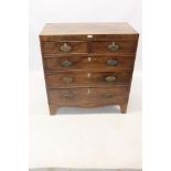 Regency mahogany and boxwood bone inlaid chest of drawers with two short over three long drawers,