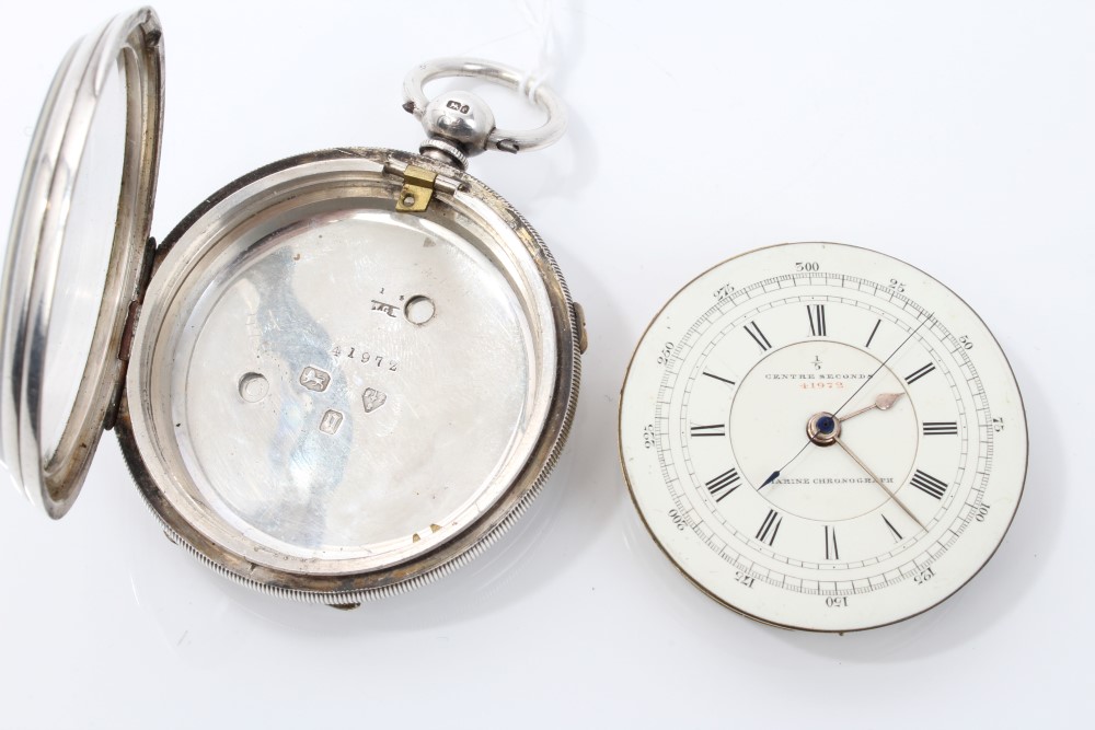 Victorian Marine Chronograph pocket / deck watch with white dial, centre seconds, - Image 3 of 6