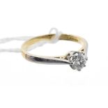 Diamond single stone ring, the round brilliant cut diamond estimated to weigh approximately 0.