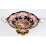 Fine Royal Worcester comport with finely painted still life of fruit, signed - R.