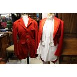 Gentlemen's scarlet hunt coat with brass Hunt buttons and a stock,