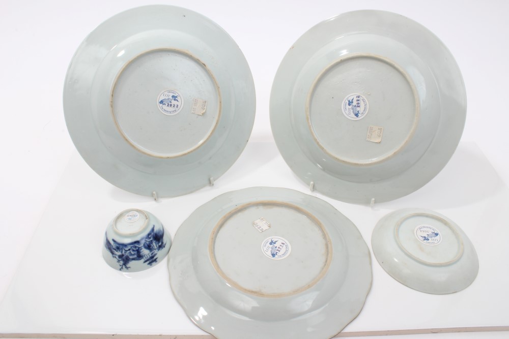 The Nanking Cargo - pair 18th century Chinese export blue and white plates with landscape and - Image 2 of 2