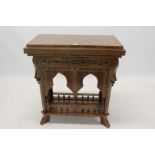 Ornate Eastern Moorish-style parquetry and mother of pearl inlaid games table,