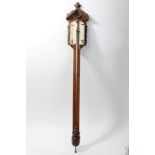 Victorian stick barometer with ivory scales, signed - Heath, Plymouth, with dry bulb and wet bulb,