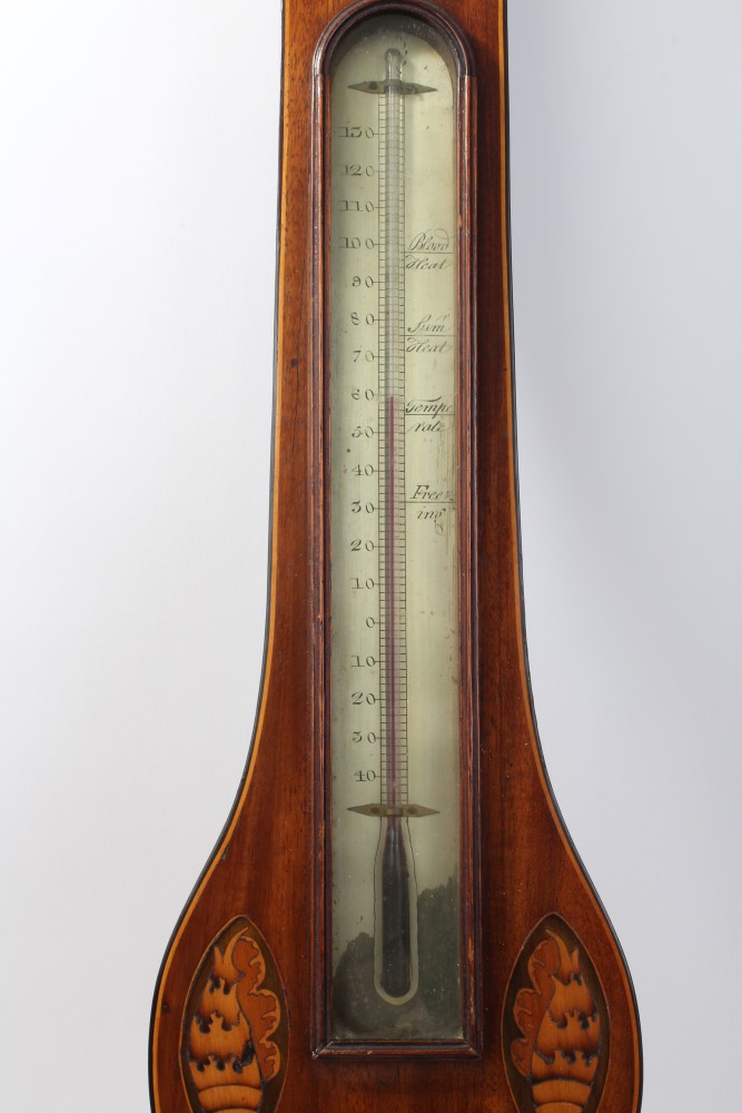 Early 19th century banjo-shaped barometer with silvered scale and dial, signed - G. - Image 3 of 3