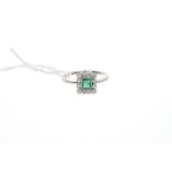 1930s emerald and diamond cluster ring,
