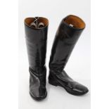 Pair of black leather hunting boots, by Hawkins,