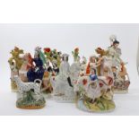 Collection of Victorian Staffordshire figures - including Empress of France and a dalmatian (9)