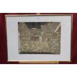 *Valerie Thornton (1931 - 1991), signed artist's proof etching and aquatint - Barn,