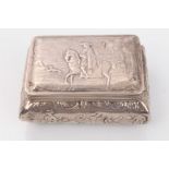 19th century Continental silver box of bombe form, with panels decorated with Bacchanalian scenes,