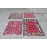 Kelim rug with geometric design against a blood-red field, 200cm x 102cm,