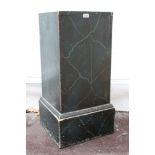 Marbled pedestal of square form, raised on plinth base,