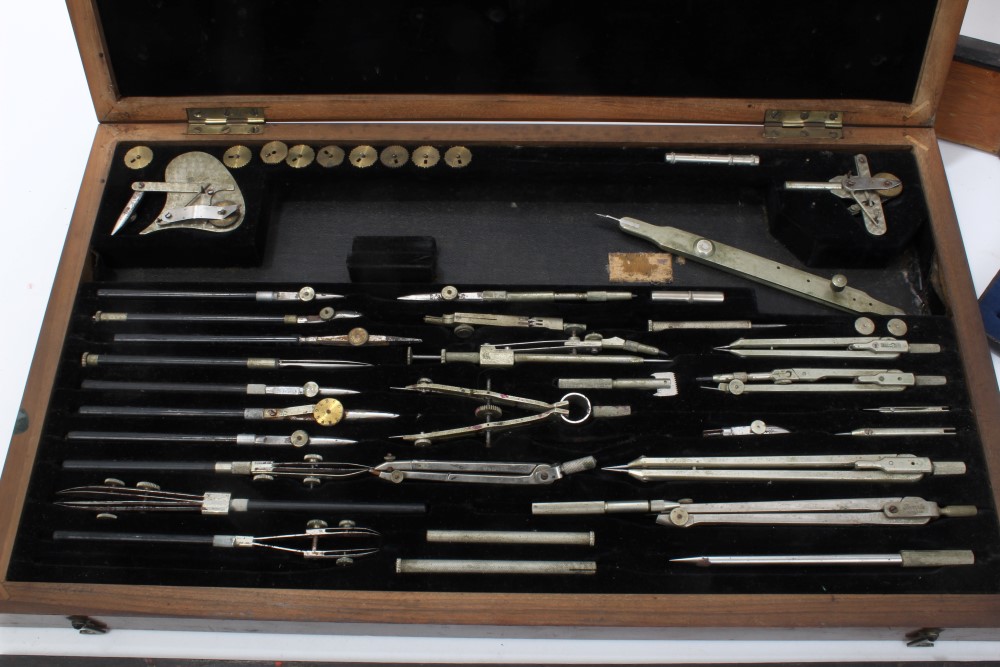 Extensive early 20th century cased set of draughtsmen's tools, in original case by E. O. - Image 2 of 2