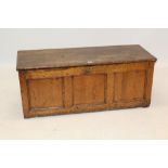 18th century pine coffer with triple-panel front, on styles,