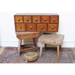 Victorian mahogany table-top cabinet containing nine drawers, 85cm wide,