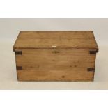 Victorian pine and iron bound blanket box, 84cm wide,
