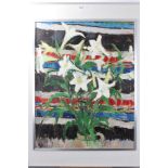 Peter Collins, two oils on board - still life of lilies, one signed and dated '81,