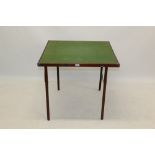 Early 20th century stained pine collapsible card table by Burrowes - the square top with green