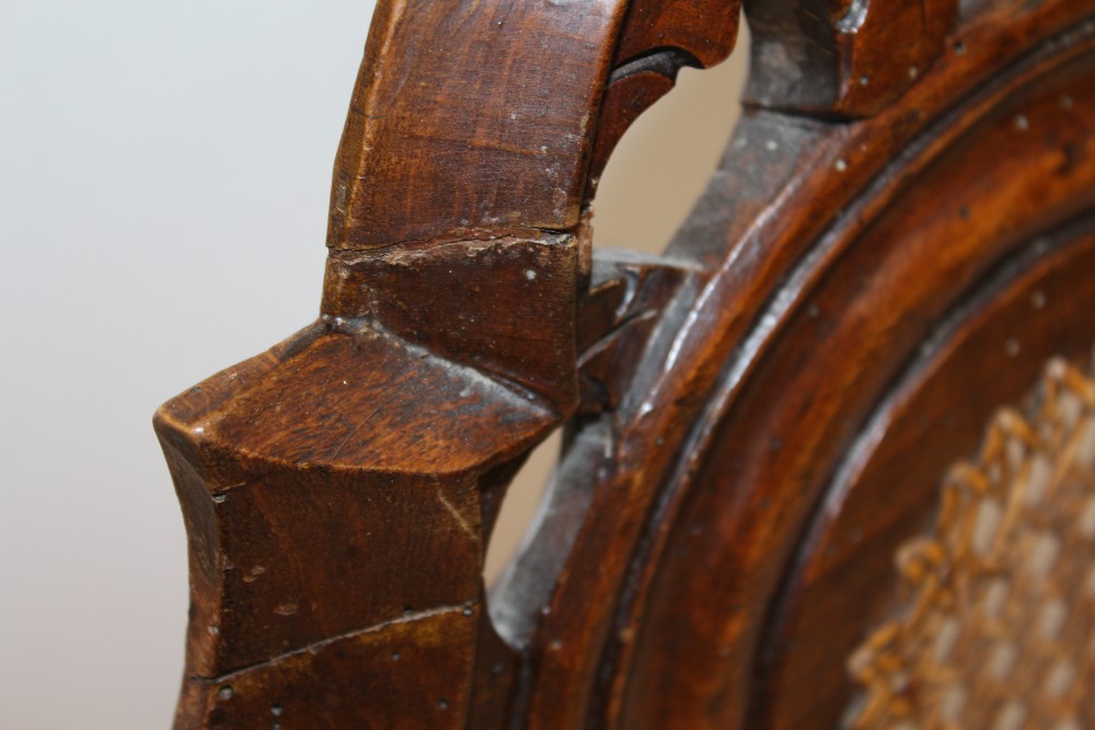 17th century beech high back dining chair with carved arched back, - Image 2 of 2
