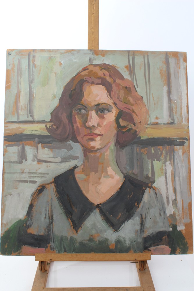 Peter Collins, oil on board - portrait of a young lady, signed, 61cm x 51cm, unframed, - Image 4 of 13