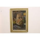 Peter Collins, oil on board - self portrait, signed, 55cm x 37cm,