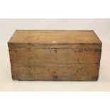 19th century pine and brass bound trunk,