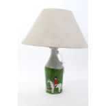 Stan Anscombe, painted lamp base decorated with a hunting scene,