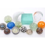 Collection of various glass paperweights - including some coloured canes