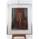 Peter Collins, oil on board - nude in a studio, signed, 46cm x 39cm, together with another nude,