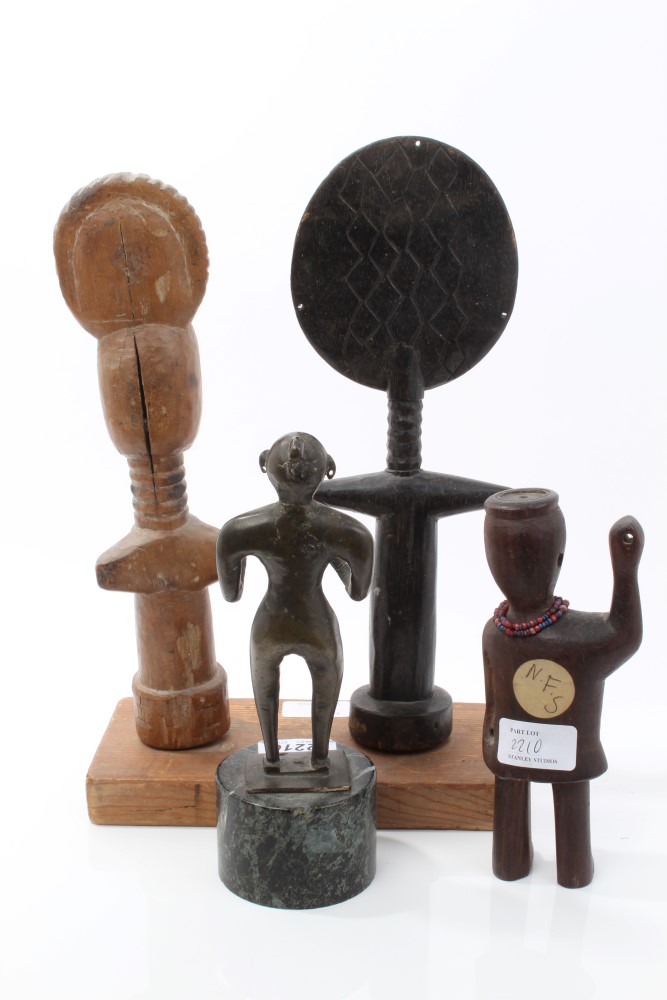 Group of African tribal figures - including a bronze figure on marble plinth, - Image 5 of 5