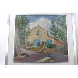 Peter Collins, oil on board - French farmhouse, signed, 50cm x 60cm,