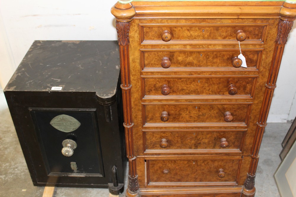 Fine quality Victorian walnut safe - disguised as a Wellington chest,