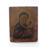 18th / 19th century Russian icon depicting The Madonna and Child,