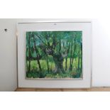 Peter Collins, oil on board - landscape with trees, signed and dated '82, 50cm x 60cm, framed,