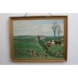 Stan Anscombe, oil on board - Hunting scene, signed, 52cm x 78cm,