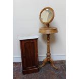 19th century walnut marble-topped washstand enclosed by panelled door, 40cm wide,
