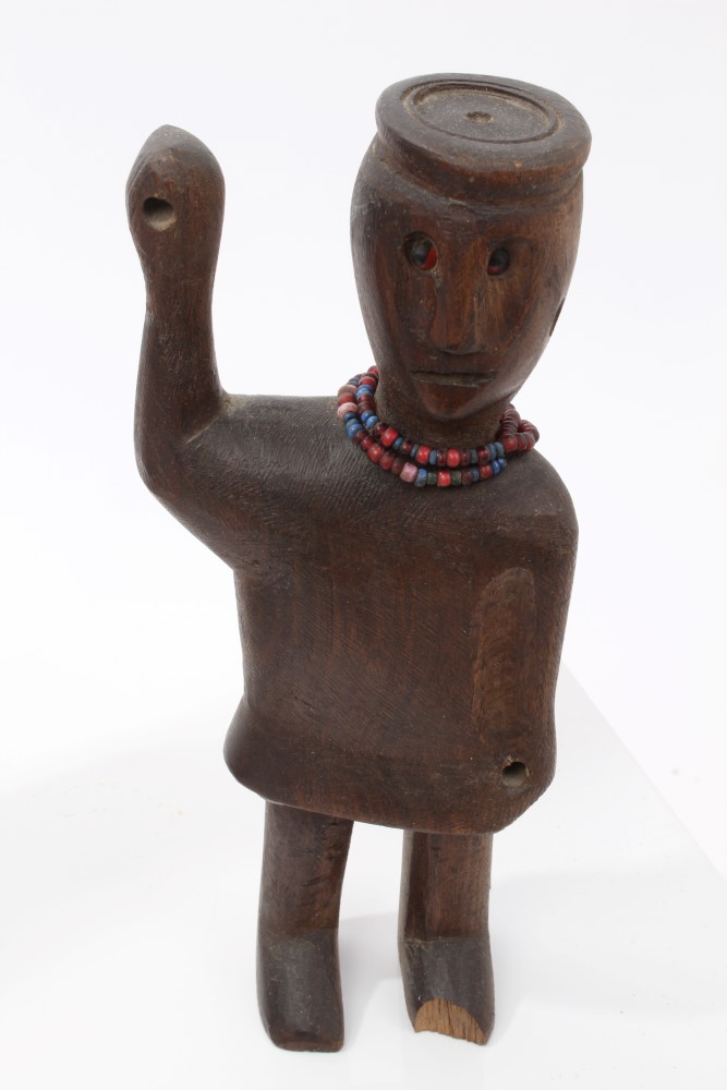 Group of African tribal figures - including a bronze figure on marble plinth, - Image 3 of 5