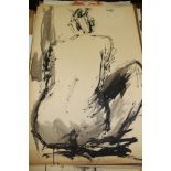 Peter Collins - collection of large unframed works on paper - predominantly life drawings - various