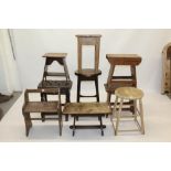 Selection of eight 19th century and later country stools,