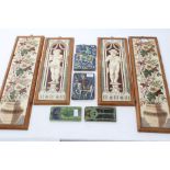 Pair of late 19th / early 20th century tiled panels depicting putti pipers,