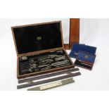 Extensive early 20th century cased set of draughtsmen's tools, in original case by E. O.