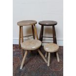 19th century elm and beech stool,