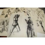 Peter Collins - large quantity of unframed works on paper, predominantly life drawings,