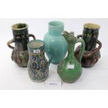 Group of decorative Continental pottery vessels - jugs, vases,