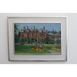 Peter Collins, oil on board - 'Champneys', 39cm x 59cm, together with a landscape,