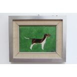 Stan Anscombe, oil on board - A Foxhound, initialled, 14cm x 19cm,