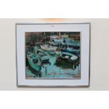 Peter Collins, oil on board - boats in harbour, signed and dated '91, 49cm x 59cm,