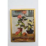 Peter Collins, oil on canvas - still life of flowers in a vase, 50cm x 36cm,