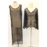 Vintage 1920s-style flapper dress with beadwork ornament,